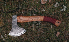 Load image into Gallery viewer, medieval weapons Viking axes Battle axe God_of_war Kratos Cosplay commission axe carving custom norse axe