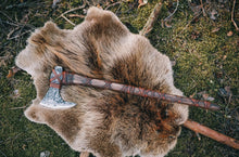 Load image into Gallery viewer, medieval weapons Viking axes Battle axe God_of_war Kratos Cosplay commission axe carving custom norse axe