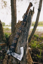 Load image into Gallery viewer, medieval weapons Viking axes Battle axe God_of_war Kratos Cosplay commission axe carving custom norse axe