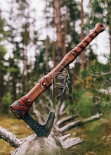 Load image into Gallery viewer, medieval weapons Viking axes Battle axe God_of_war Kratos Cosplay commission axe carving custom norse axe