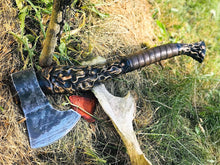 Load image into Gallery viewer, medieval weapons Viking axes Battle axe God_of_war Kratos Cosplay commission axe carving custom norse axe