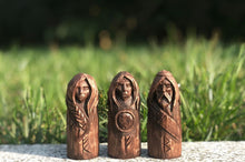 Load image into Gallery viewer, Handmade wooden statues: goddess statue, wood art carving antique religious statues, wood craft sculpture for witch altar norse pagan altar