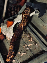 Load image into Gallery viewer, medieval weapons Viking axes Battle axe God_of_war Kratos Cosplay commission axe carving custom norse axe