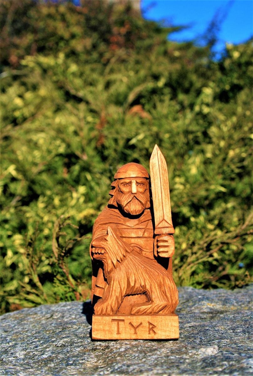 Norse God Tyr. Big hand crafted wooden Statue of Tyr. Viking's god. Hand crafted store wooden Statue. Tyr statue.