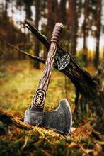 Load image into Gallery viewer, medieval weapons Viking axes Battle axe God_of_war Kratos Cosplay commission axe carving custom norse axe