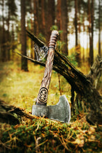 Load image into Gallery viewer, medieval weapons Viking axes Battle axe God_of_war Kratos Cosplay commission axe carving custom norse axe