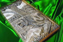 Load image into Gallery viewer, Wolve and bear custom backgammon set with carvings, wooden gift for him - Christmas gift - Birthday gift
