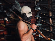 Load image into Gallery viewer, medieval weapons Viking axes Battle axe God_of_war Kratos Cosplay commission axe carving custom norse axe