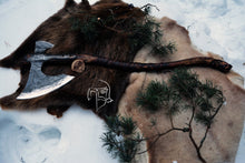 Load image into Gallery viewer, medieval weapons Viking axes Battle axe God_of_war Kratos Cosplay commission axe carving custom norse axe