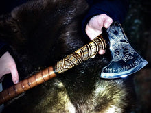 Load image into Gallery viewer, Viking Axe Jormungandr engravings, Norse axe with engraving