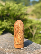 Load image into Gallery viewer, Thor statue, wooden scandinavian figurines, hand carved norse god, wood carving viking statue
