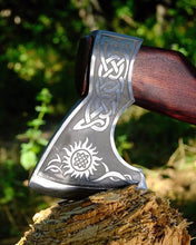 Load image into Gallery viewer, Celtic axe, Norse axe, engraved axe, custom axe
