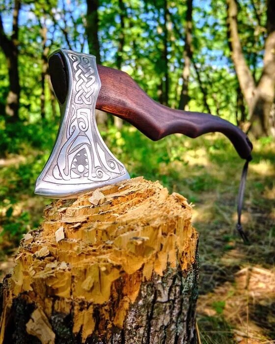 Hand forged wolf ax, viking ax, custom forged ax