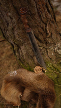 Load image into Gallery viewer, Traditional Norse Scramsax Viking knife, forged metal Viking knife
