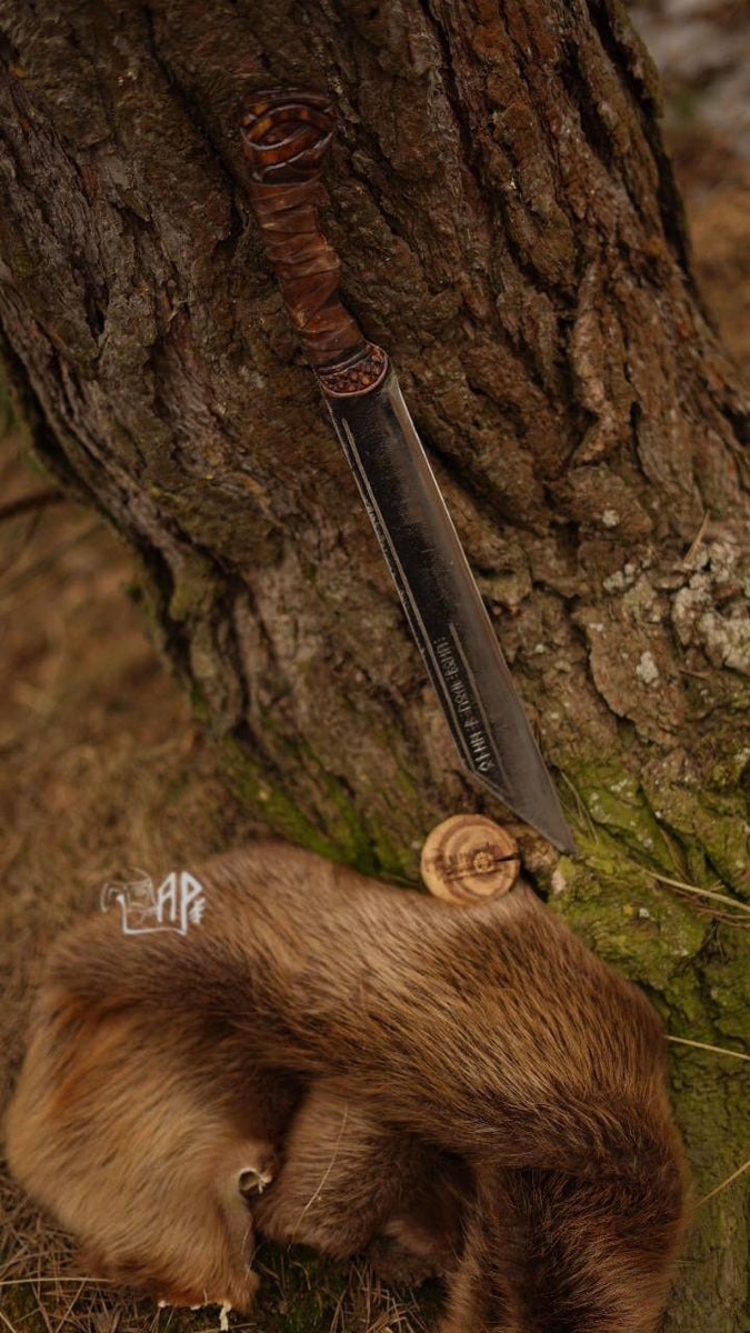 Traditional Norse Scramsax Viking knife, forged metal Viking knife ...