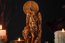 Load image into Gallery viewer, Lilith wicca goddess, Inanna, Astaroth statue, pagan wooden statue, feminine wicca, wicca goddess, witch altar
