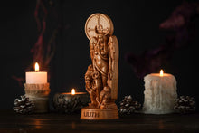 Load image into Gallery viewer, Lilith wicca goddess, Inanna, Astaroth statue, pagan wooden statue, feminine wicca, wicca goddess, witch altar
