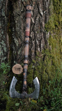 Load image into Gallery viewer, Bearded axe, Large Bearded felling hatchet, Warrior Double axe, Large Viking axe, viking axe, hand forged axe, bushcraft axe
