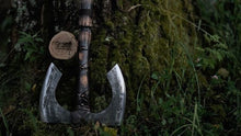 Load image into Gallery viewer, Bearded axe, Large Bearded felling hatchet, Warrior Double axe, Large Viking axe, viking axe, hand forged axe, bushcraft axe
