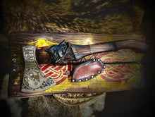 Load image into Gallery viewer, Fenrir Viking axe, Battle axe with wolf carvings
