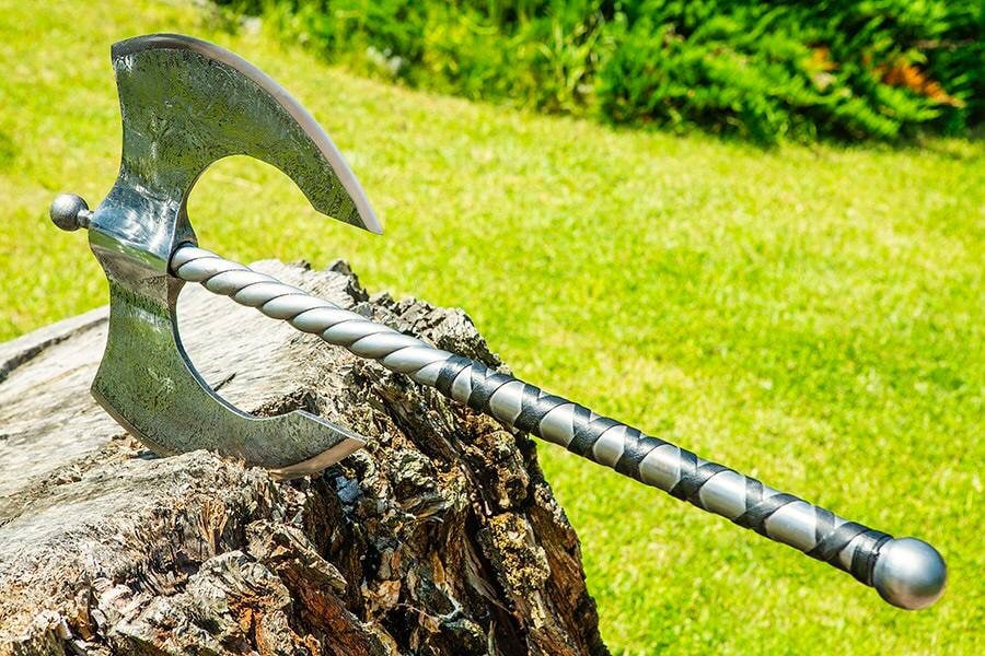 Large Metal Axe, bearded axe, viking axe, forged axe, gift for men, carbon axe, felling axe, hand forged axe