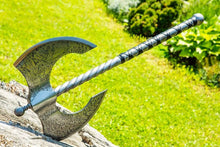 Load image into Gallery viewer, Large Metal Axe, bearded axe, viking axe, forged axe, gift for men, carbon axe, felling axe, hand forged axe
