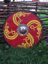 Load image into Gallery viewer, Viking Battle Shield, Norse Battle Shield, medieval shield, custom shield, norse shield, larp viking shield
