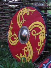 Load image into Gallery viewer, Viking Battle Shield, Norse Battle Shield, medieval shield, custom shield, norse shield, larp viking shield
