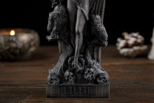 Load image into Gallery viewer, Lilith statue, Black Lilith Wicca Goddess, Astaroth statue, Inanna wooden figure, pagan statue, pagan altar, wicca altar
