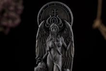 Load image into Gallery viewer, Lilith statue, Black Lilith Wicca Goddess, Astaroth statue, Inanna wooden figure, pagan statue, pagan altar, wicca altar
