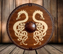 Load image into Gallery viewer, Custom Shield Made to Order: Viking Shield, Celtic shield, medieval shield, custom shield, norse shield, larp viking shield
