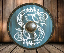 Load image into Gallery viewer, Custom Shield Made to Order: Viking Shield, Celtic shield, medieval shield, custom shield, Roman shield, larp viking shield
