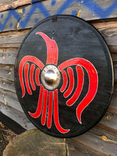 Load image into Gallery viewer, Viking Battle Shield, medieval shield, custom shield, norse shield, larp viking shield
