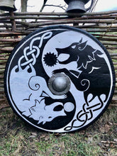 Load image into Gallery viewer, Skyrim shield, Skyrim custom shield, Wolf shield, medieval shield, custom shield, norse shield, larp viking shield
