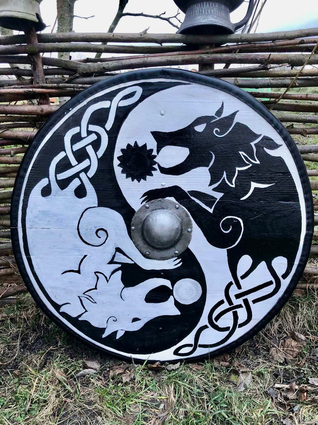 Skyrim shield, Skyrim custom shield, Wolf shield, medieval shield, custom shield, norse shield, larp viking shield