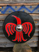 Load image into Gallery viewer, Viking Battle Shield, medieval shield, custom shield, norse shield, larp viking shield
