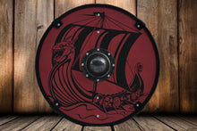 Load image into Gallery viewer, Viking Longship Viking Shield, Viking shield, viking armor, wood shield, medieval shield, norse shield, larp
