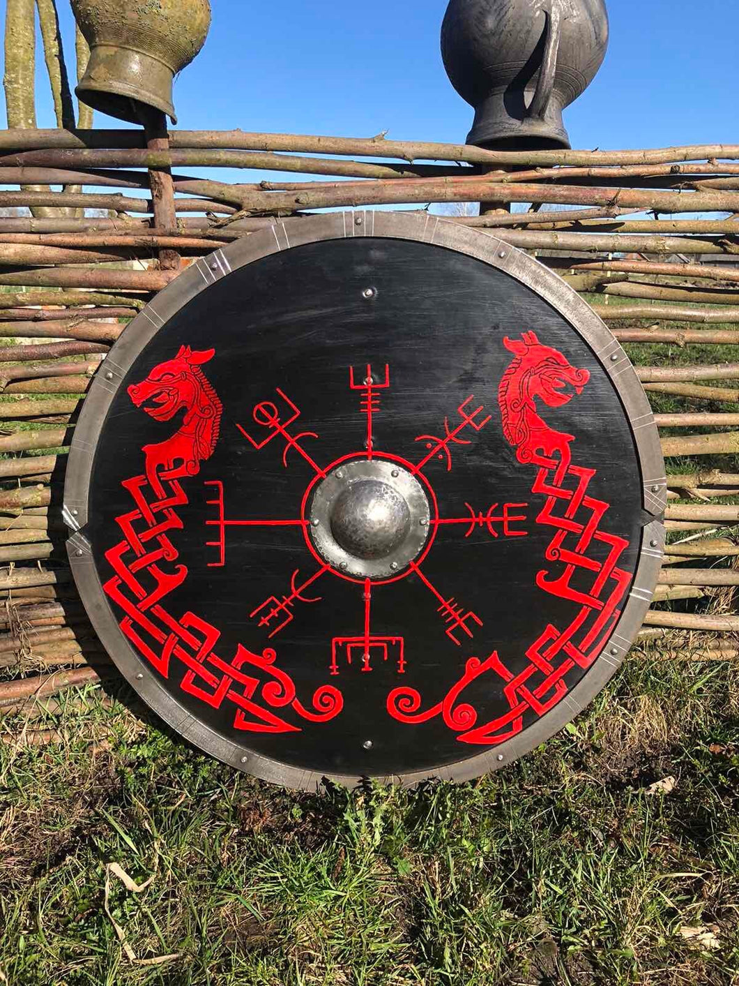 Vegvisir Viking Battle Shield, Viking Armor Shield, medieval shield, custom shield, norse shield, larp viking shield