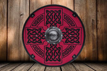 Load image into Gallery viewer, Viking Knot Shield, Viking shield, viking armor, wood shield, medieval shield, norse shield, larp
