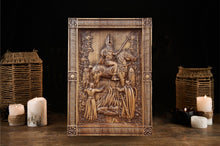 Load image into Gallery viewer, Svarog Wood Wall Decor, Svarog Slavic God, Svarog Wood Decor, Slavic pagan, Slavic statue, slavic pantheon, slavic idol, svarog idol
