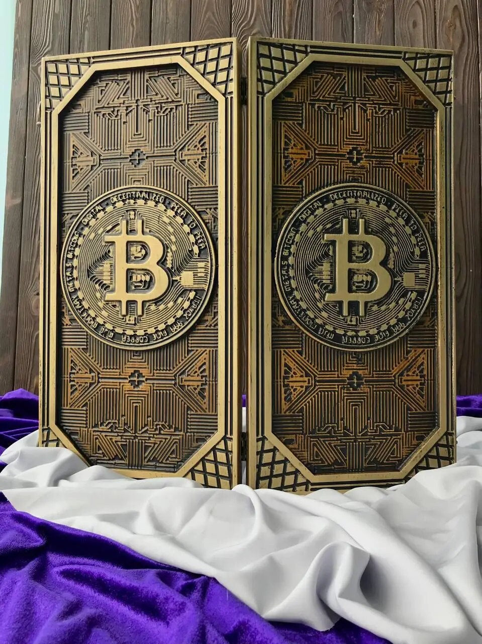 Bitcoin Backgammon set, Bitcoin board, Backgammon board, backgammon set wood, gift for men, custom backgammon board, gift for father