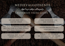 Load image into Gallery viewer, Hand forged ax, viking gifts, slicer ax, pizza accessories, bearded ax, viking chopper, battle ax
