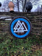 Load image into Gallery viewer, Valknut Battle Shield Viking Shield, Viking Shield, medieval shield, custom shield, norse shield, larp viking shield
