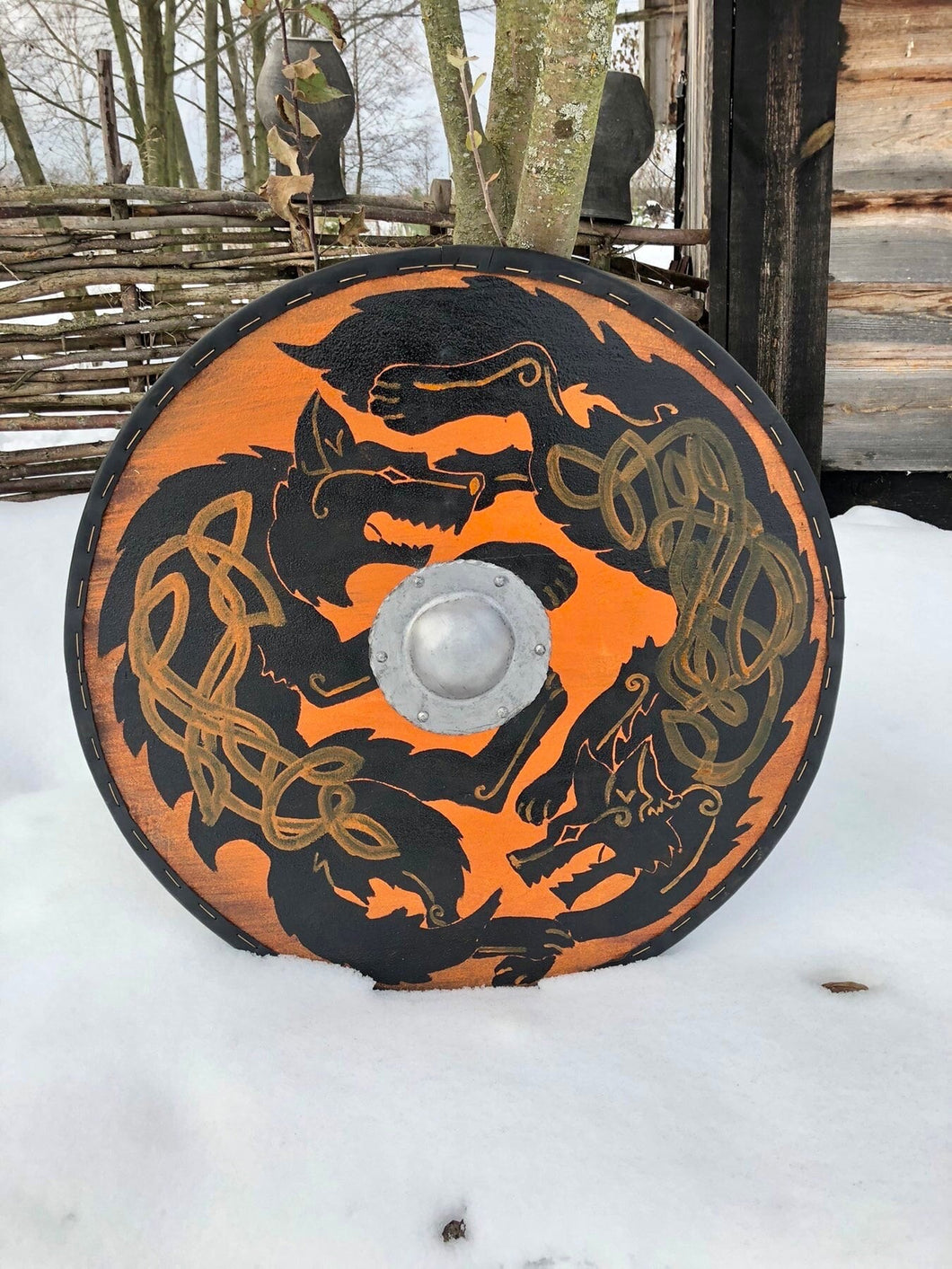 Fenrir Wolf Viking Shield, medieval shield, custom shield, norse shield, larp viking shield, viking decor, battle shield, sca shield