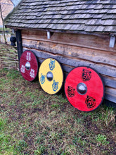 Load image into Gallery viewer, Bear Viking Shield, medieval shield, custom shield, norse shield, larp viking shield, viking decor, battle shield, sca shield
