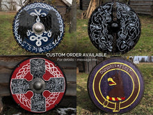 Load image into Gallery viewer, Custom Shield Made to Order: Viking Shield, Celtic shield, medieval shield, custom shield, Roman shield, larp viking shield
