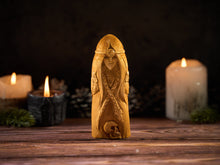 Load image into Gallery viewer, Lilith Goddess statue, Lilith statue, Inanna wooden figure, wicca altar, lilith goddess, witch altar
