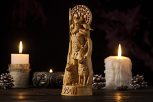 Load image into Gallery viewer, Odin Norse god statue - wooden statue
