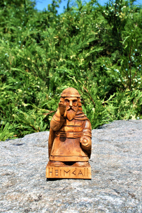 Handmade wooden statues: goddess statue, wood art carving antique religious statues, wood craft sculpture for witch altar norse pagan altar