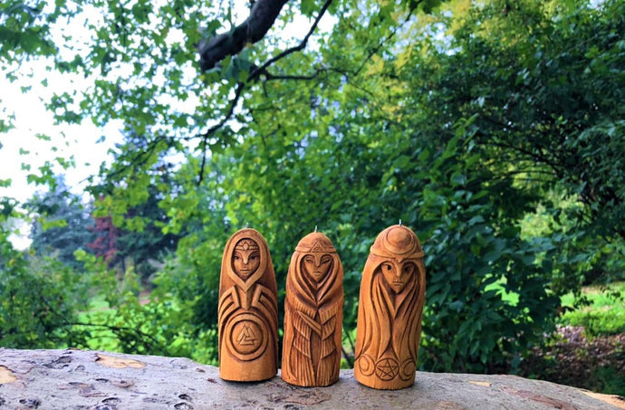 Handmade wooden statues: goddess statue, wood art carving antique religious statues, wood craft sculpture for witch altar norse pagan altar